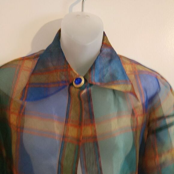 Vintage victoria secret 1990s Sheer Plaid Jacket Size M - Picture 8 of 9
